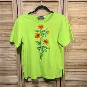 Bob Mackie Lime Orange Yellow Brown Embroidered Flower Size M